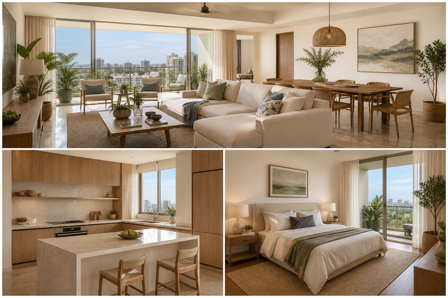 Open-concept living and dining room